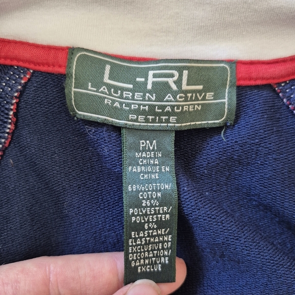 Lauren Ralph Lauren Active Women’s Navy Zip-Up Sweater Petite Medium - Picture 5 of 6